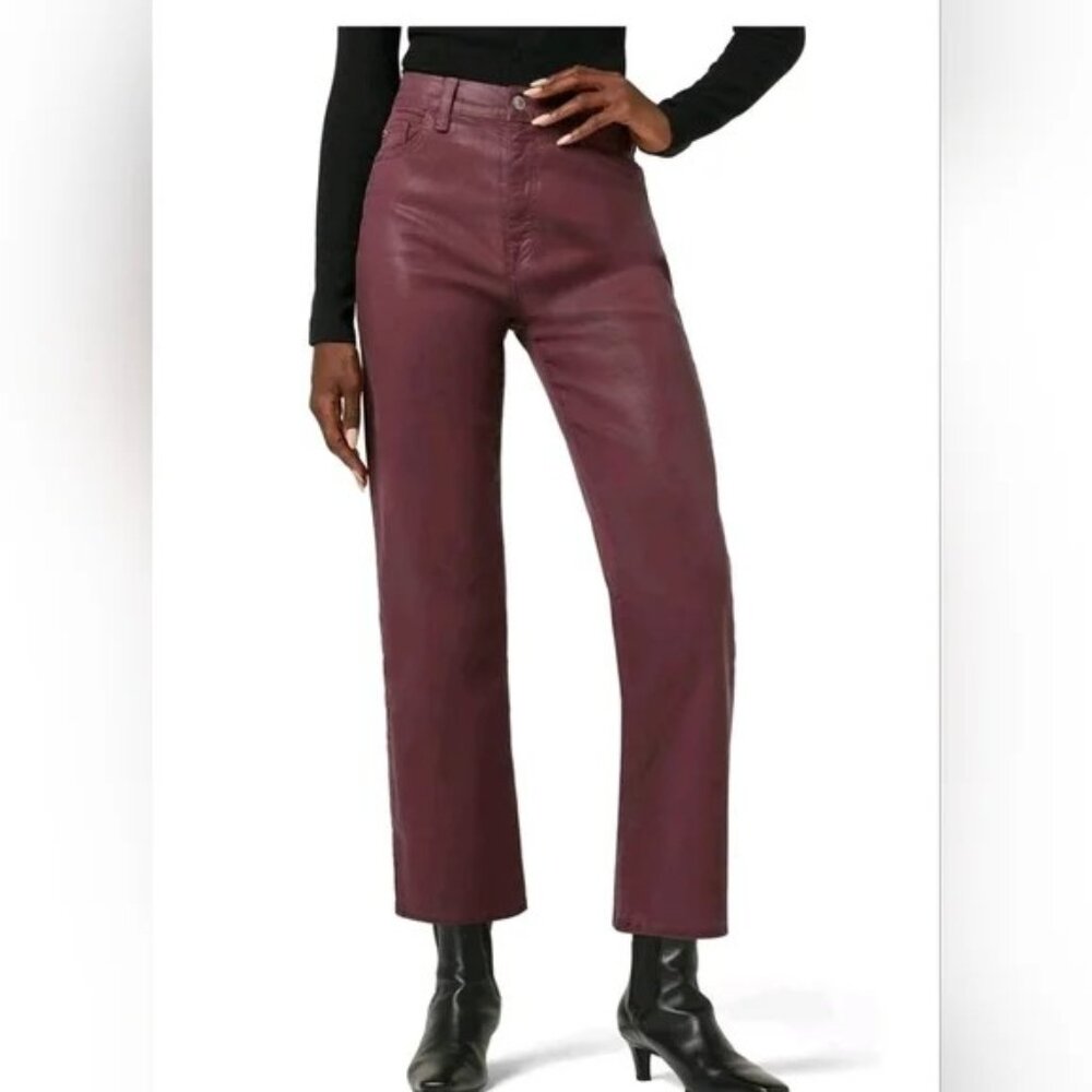 Hudson Noa Red Rosewood Highrise Straight-Leg Crop Jeans SZ 24 NWT